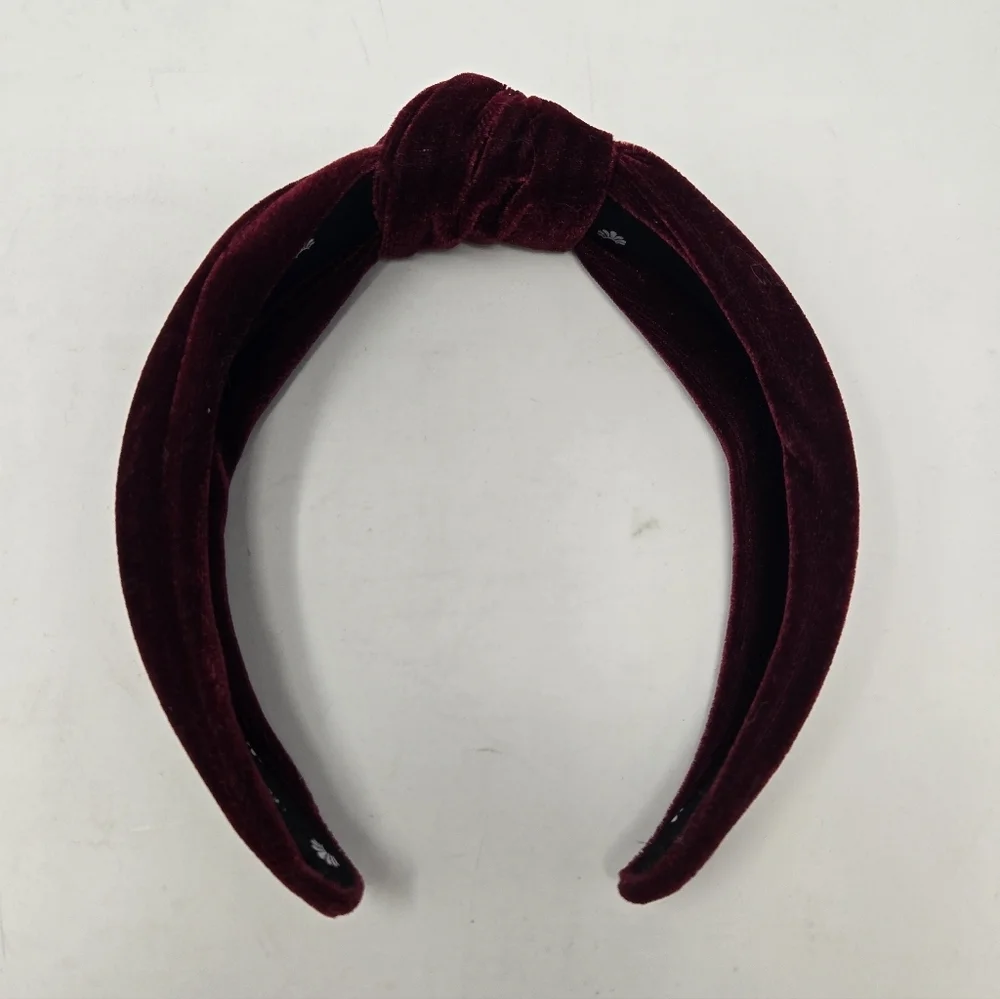 LELE SADOUGHI MAROON OXBLOOD VELVET HEADBAND TOP KNOT HAIR ACCESSORY WOMEN OS